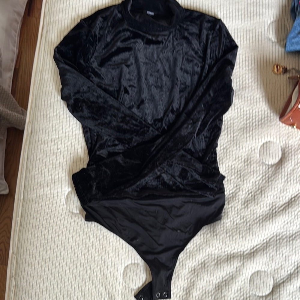 Express Black Velvet Bodysuit